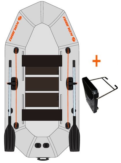 Čln Kolibri K-250 T profi, šedý, lamelová podlaha + držiak motora