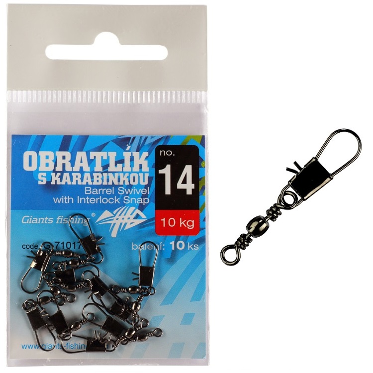 OBRATLÍK S KARABINKOU BARREL SWIVEL WITH INTERLOCK SNAP NO.14/10KG/10KS