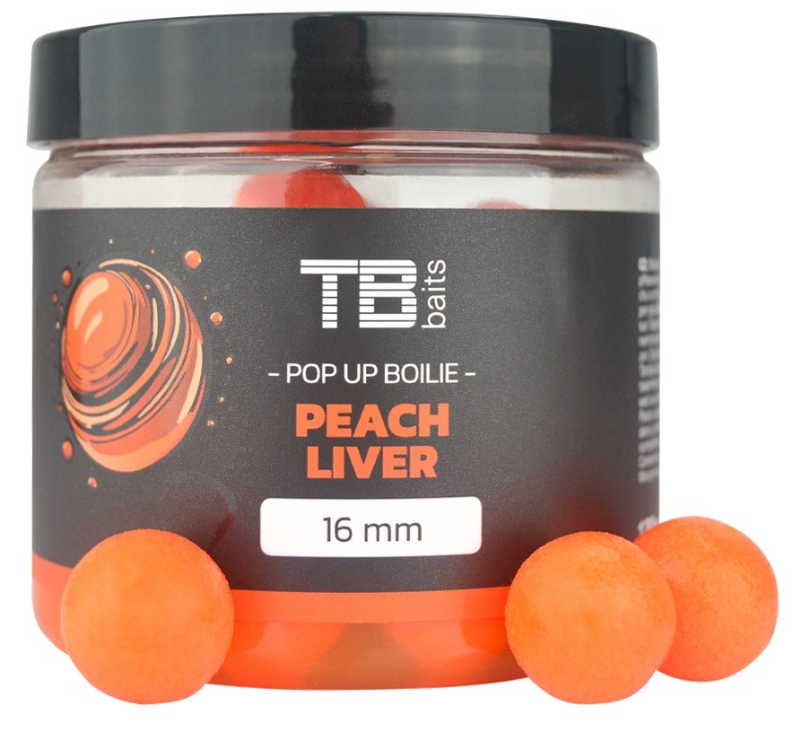 TB Baits Plávajúce Boilie Pop-Up Orange Peach Liver + NHDC 65 g 16 mm