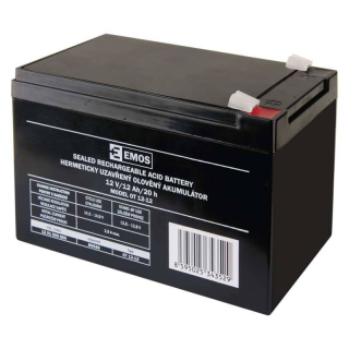 Olovený akumulátor EMOS bezúdržbový 12 V/12 Ah, faston 6,3 mm (B9656)