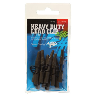 GIANTS FISHING BOČNÍ ZÁVĚS KOVOVÝ HEAVY DUTY LEAD CLIP GREEN, 10KS